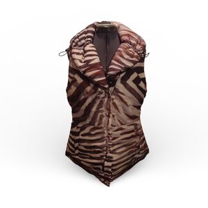 Elie Tahari Zebra Print Puffer Vest